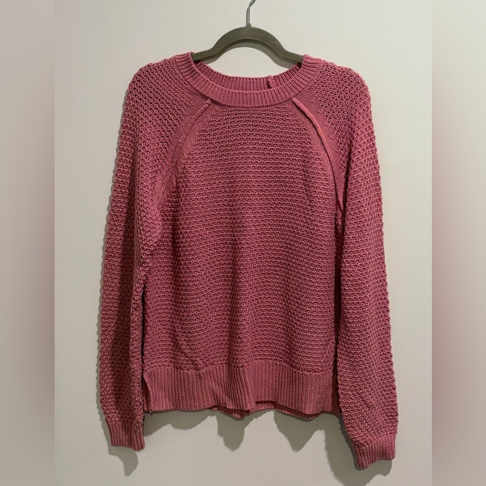 GAP Women's Textured Pink Crew Neck Sweater